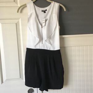 Express Romper Black and White color block
